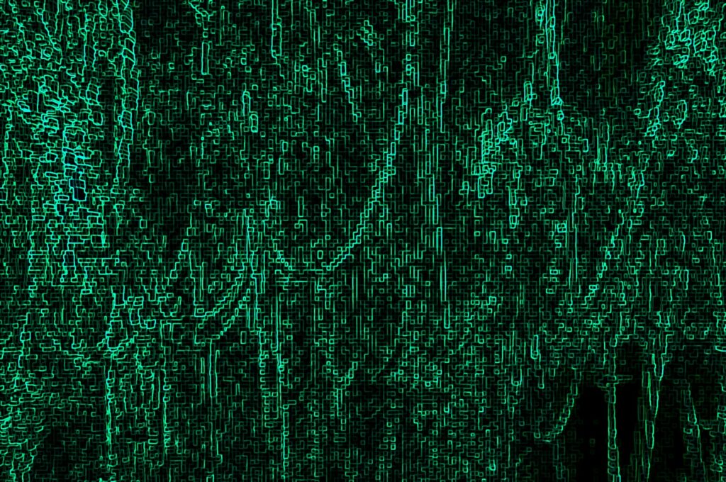Abstract green digital pattern with vertical lines